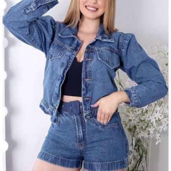 Conjunto feminino jeans-tamanho P,M-tamanho-Cód DN11